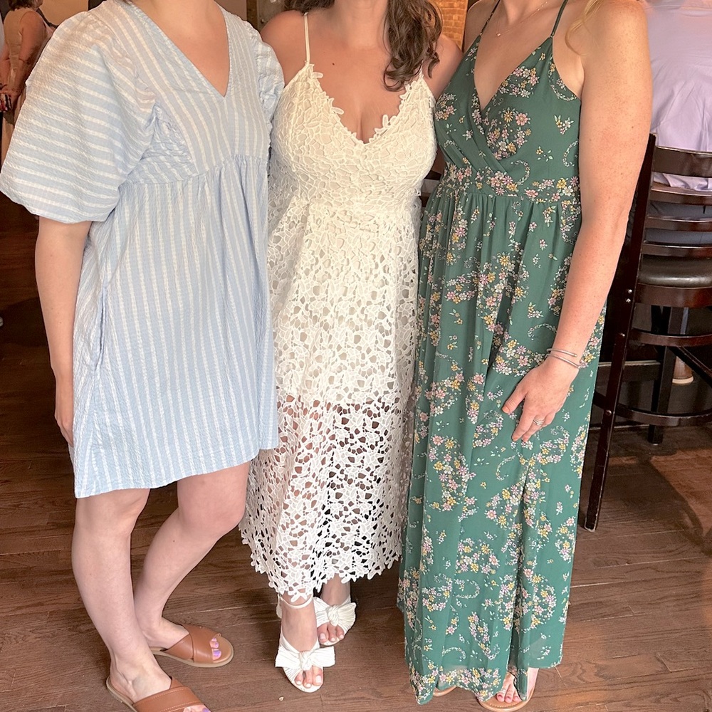 ASTR the label white lace midi dress
